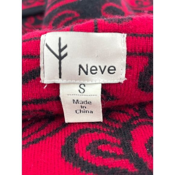 Neve Womens Hooded Knit Sweater Jacket With Belt - Size Small Red & Black Floral - Picture 6 of 11
